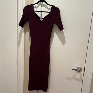 Reiss Olivia sweetheart Neck Midi Dress in Deep Burgundy